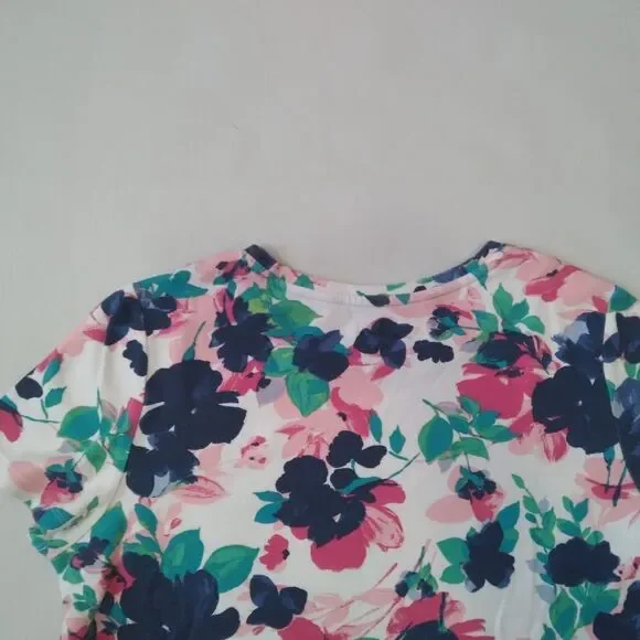 Studio Works Colorful Floral Pattern Short Sleeve The Studio Tee Petite Large - Picture 12 of 12